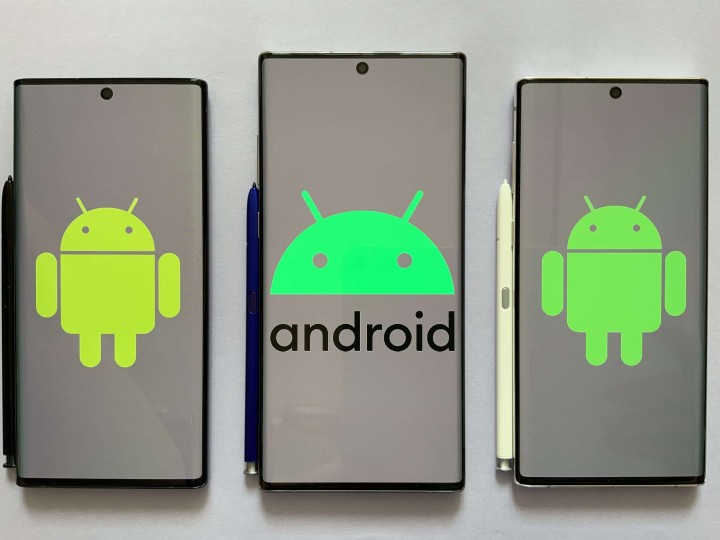 Android logos on Samsung smartphones